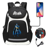 Batman Backpack Travel Backpack Batman SchoolBag With USB Charging Port